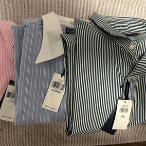 3 Diff Polo Ralph Lauren Blue and White Striped Dress Shirt